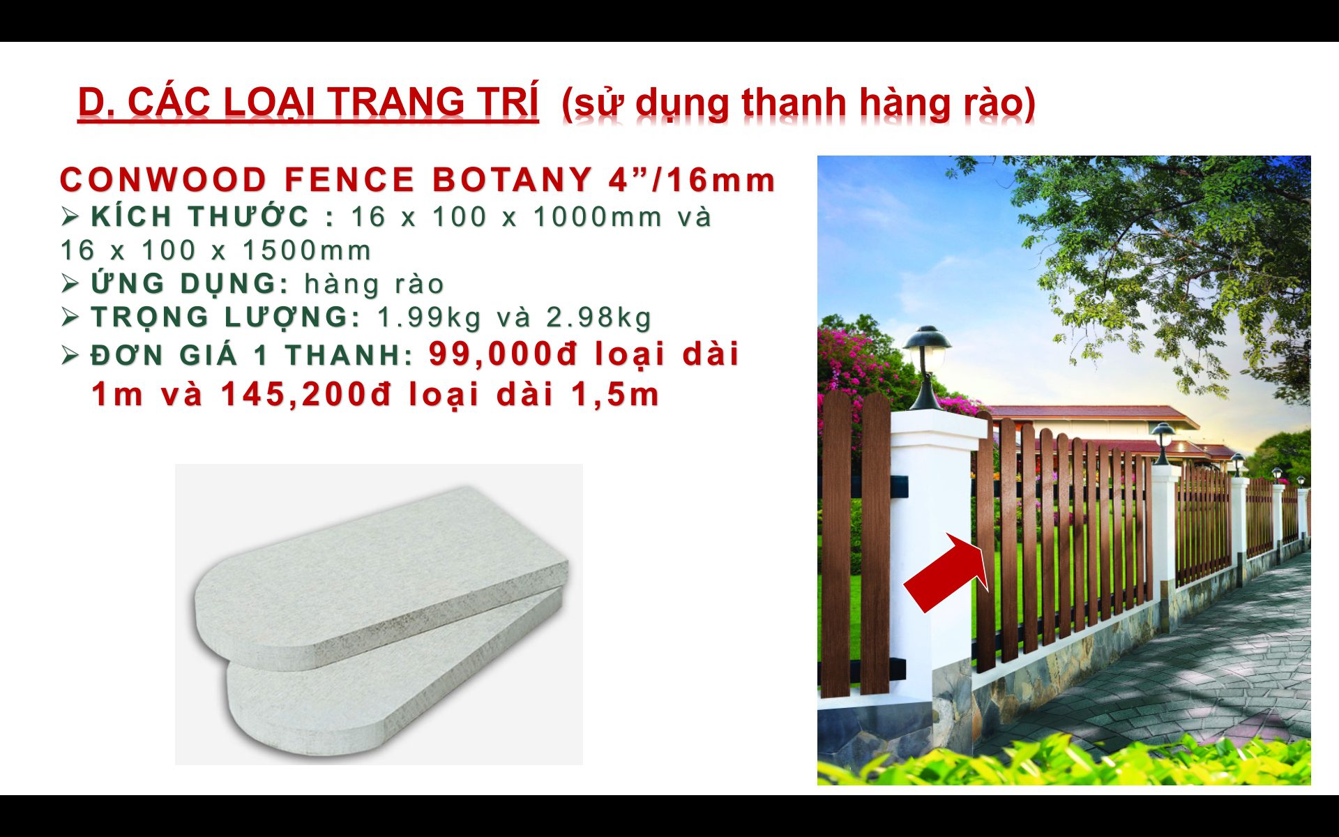 01 - Giá gỗ conwood Thái lan ốp tường trần, lót sàn, hàng rào