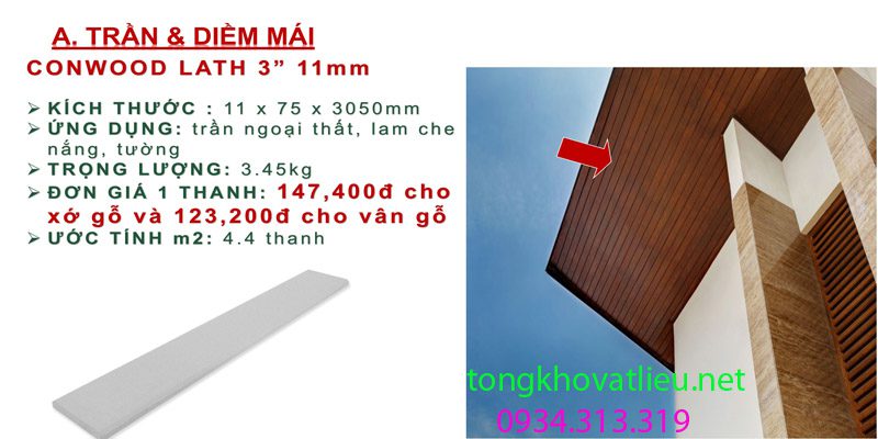 26 - Giá gỗ conwood Thái lan ốp tường trần, lót sàn, hàng rào