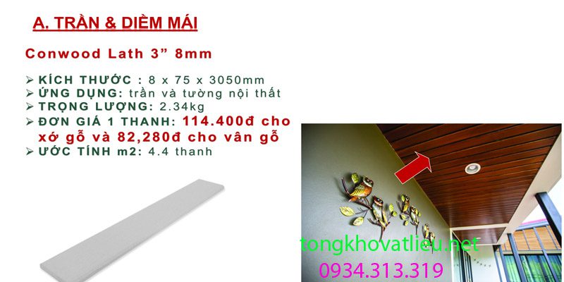 27 - Giá gỗ conwood Thái lan ốp tường trần, lót sàn, hàng rào
